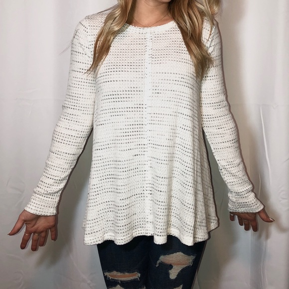 - WHITE SPECKLED SWEATER, CROSS BACK - - Picture 1 of 3